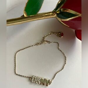 Women’s Bracelet,DKNY Gold Bracelet with Crystal Charm